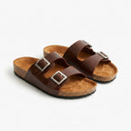 Sandalia unisex cuero Café