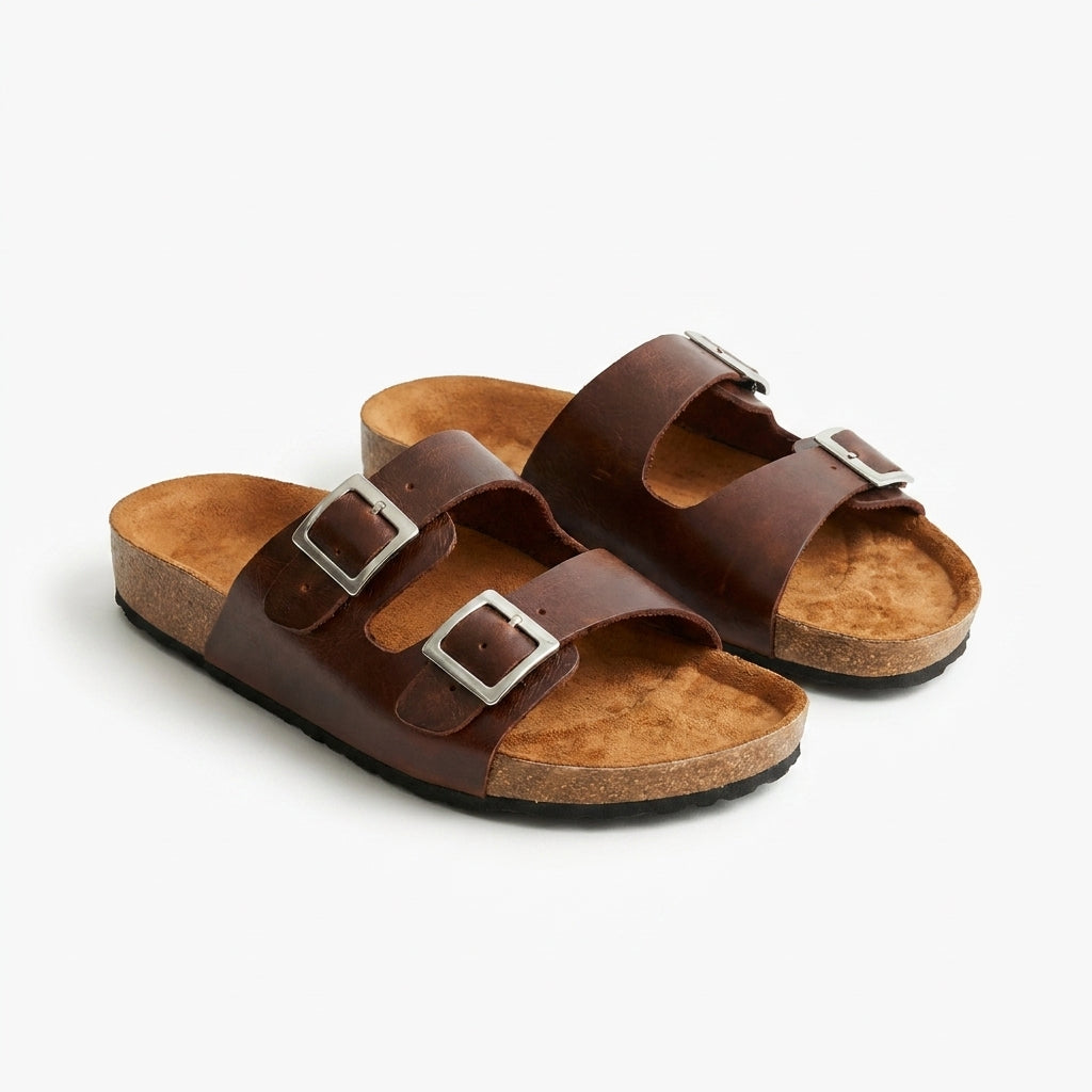 Sandalia unisex cuero Café
