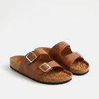 Sandalia unisex cuero miel