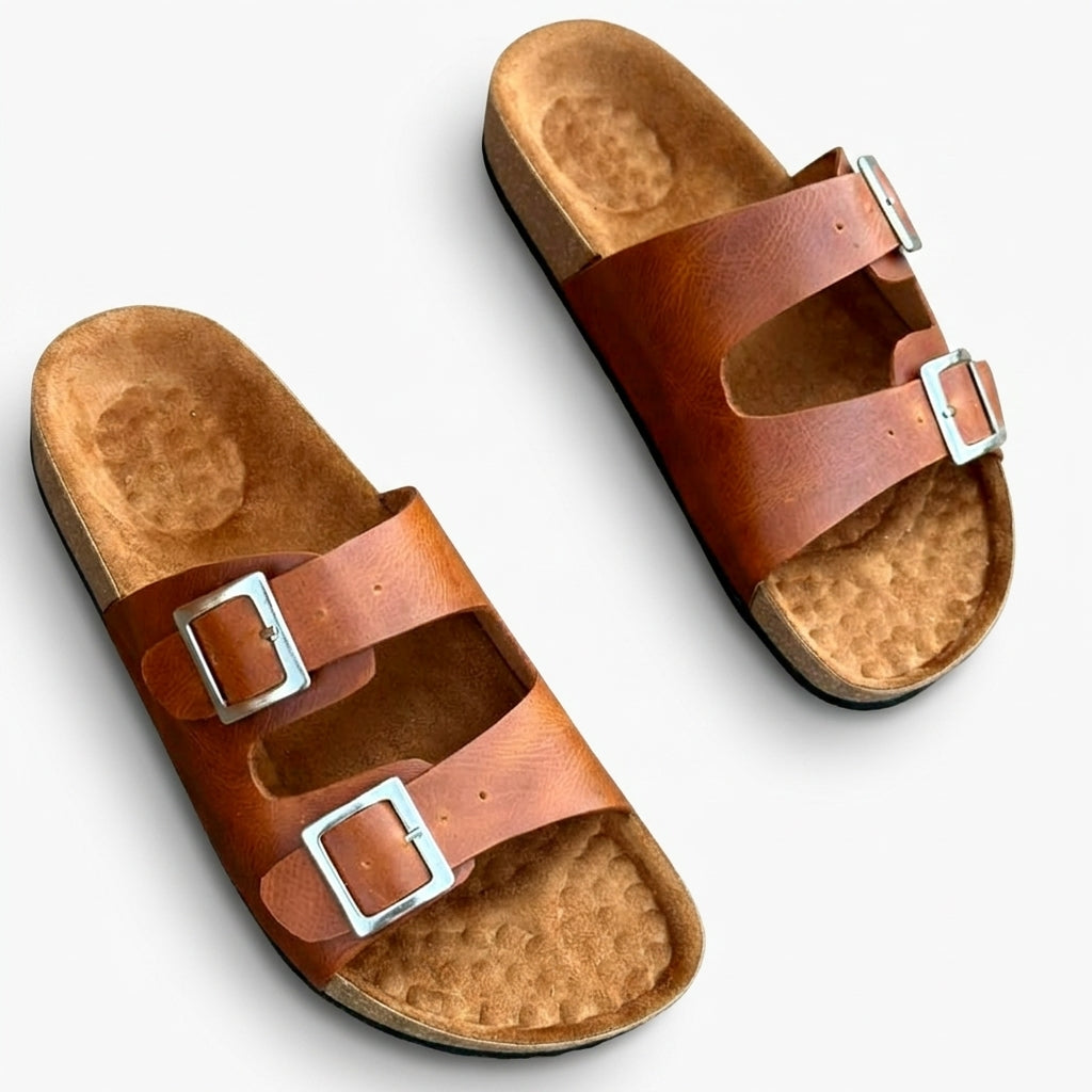Sandalia unisex cuero miel