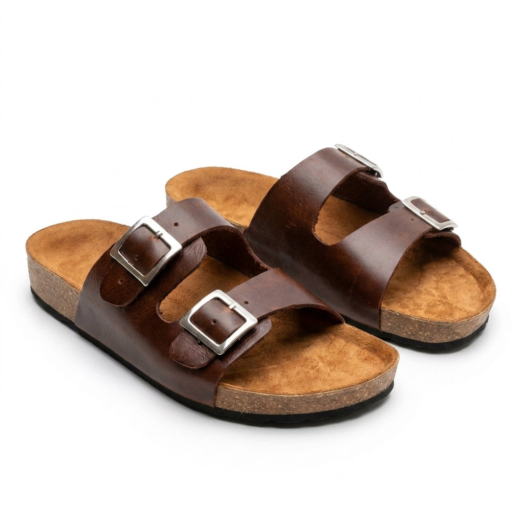 Sandalia unisex cuero Café