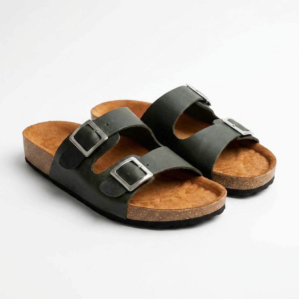 Sandalia unisex cuero verde