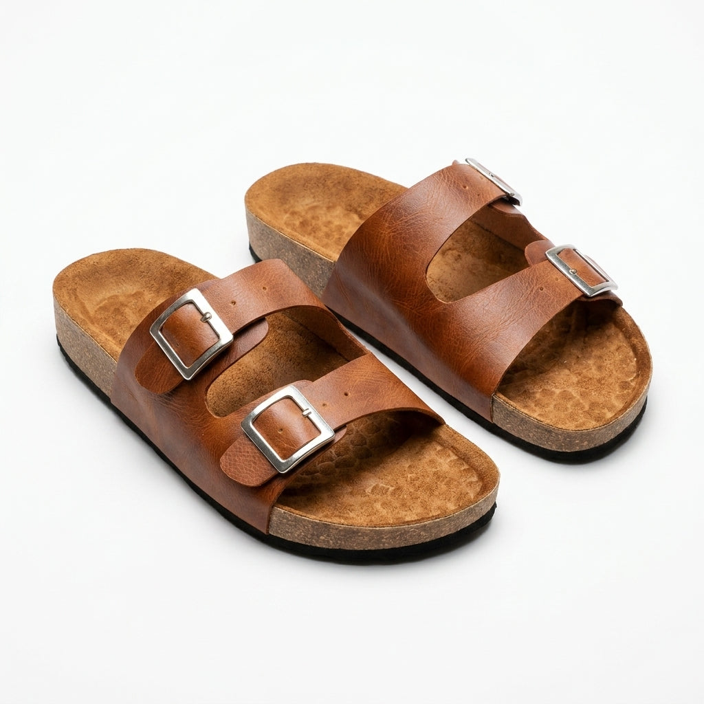 Sandalia unisex cuero miel