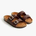Sandalia unisex cuero Café