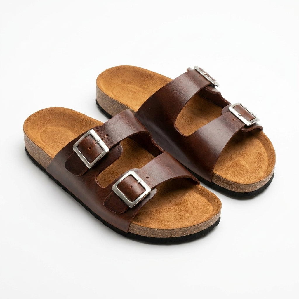 Sandalia unisex cuero Café
