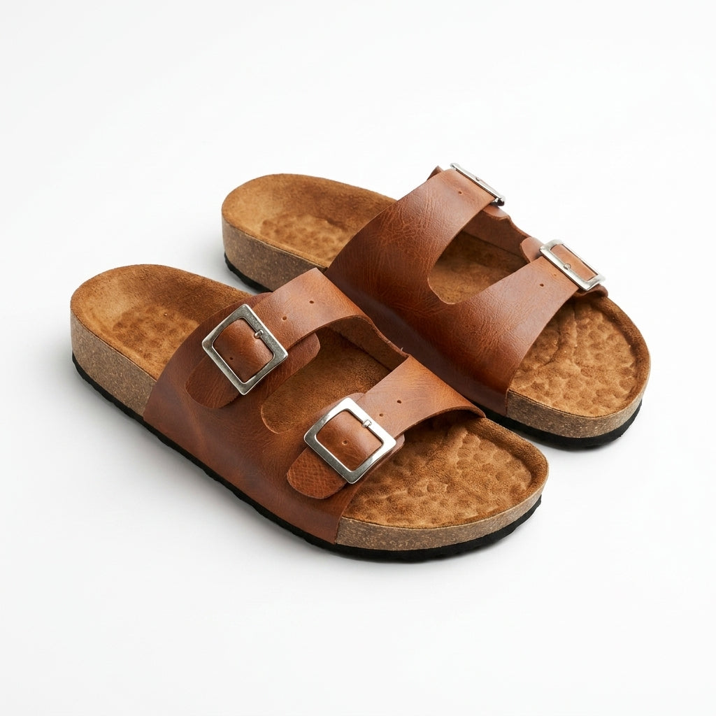 Sandalia unisex cuero miel