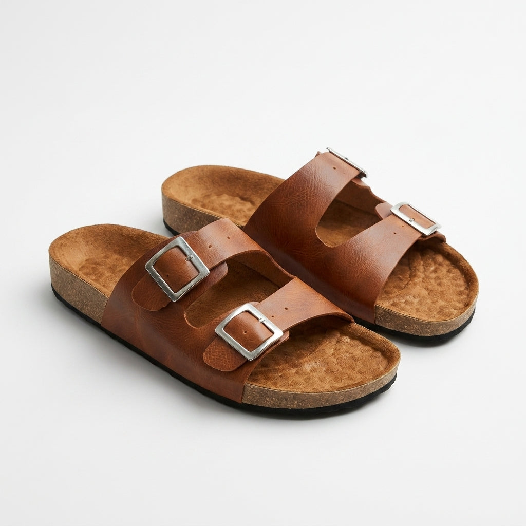 Sandalia unisex cuero miel