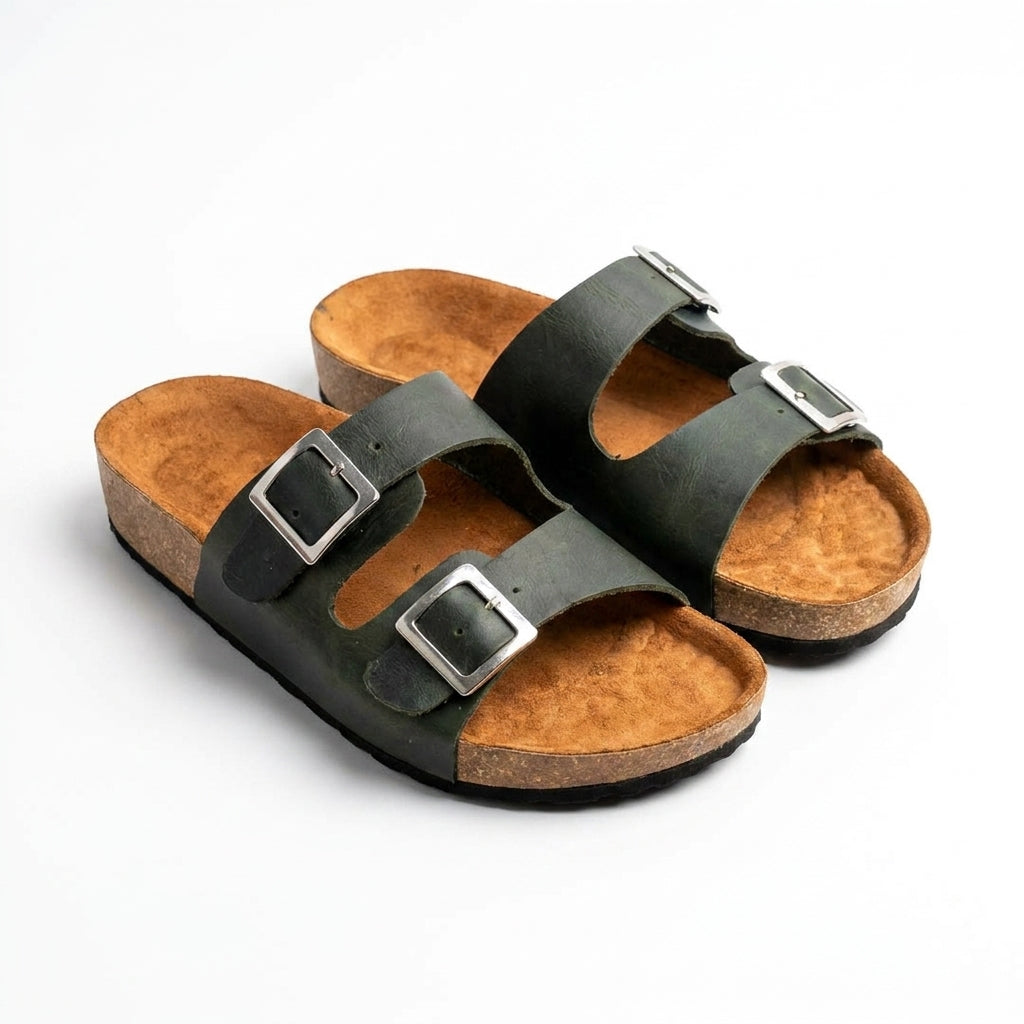 Sandalia unisex cuero verde