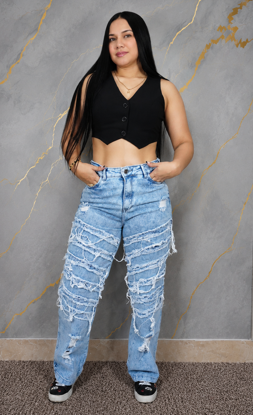 pantalon baggy para mujer Denim de Estilo Urbano