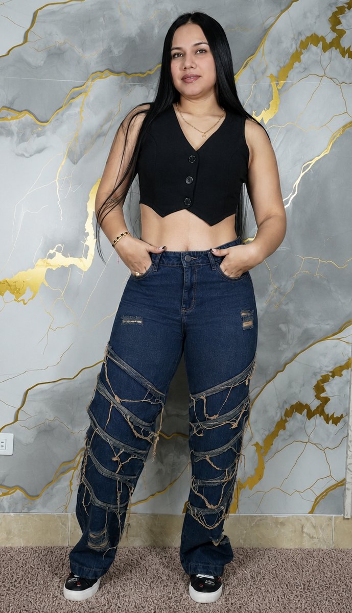 pantalon baggy para mujer Denim de Estilo Urbano