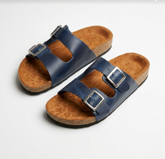 Sandalia unisex cuero azul
