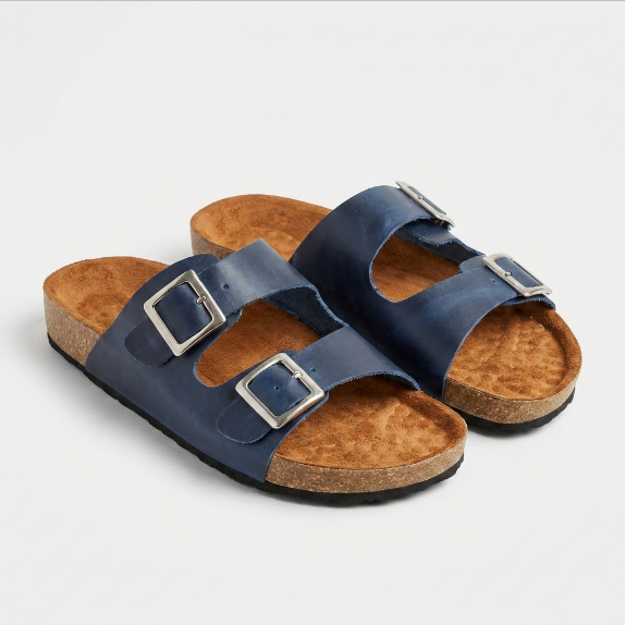 Sandalia unisex cuero azul
