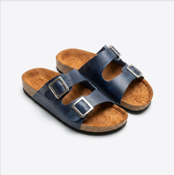 Sandalia unisex cuero azul