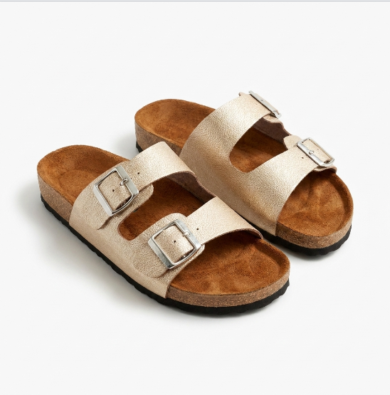 Sandalia mujer cuero dorado estilo sabana