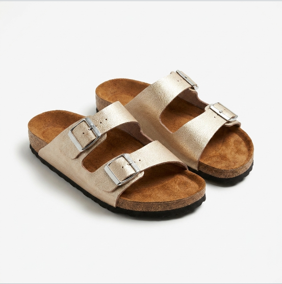 Sandalia mujer cuero dorado estilo sabana