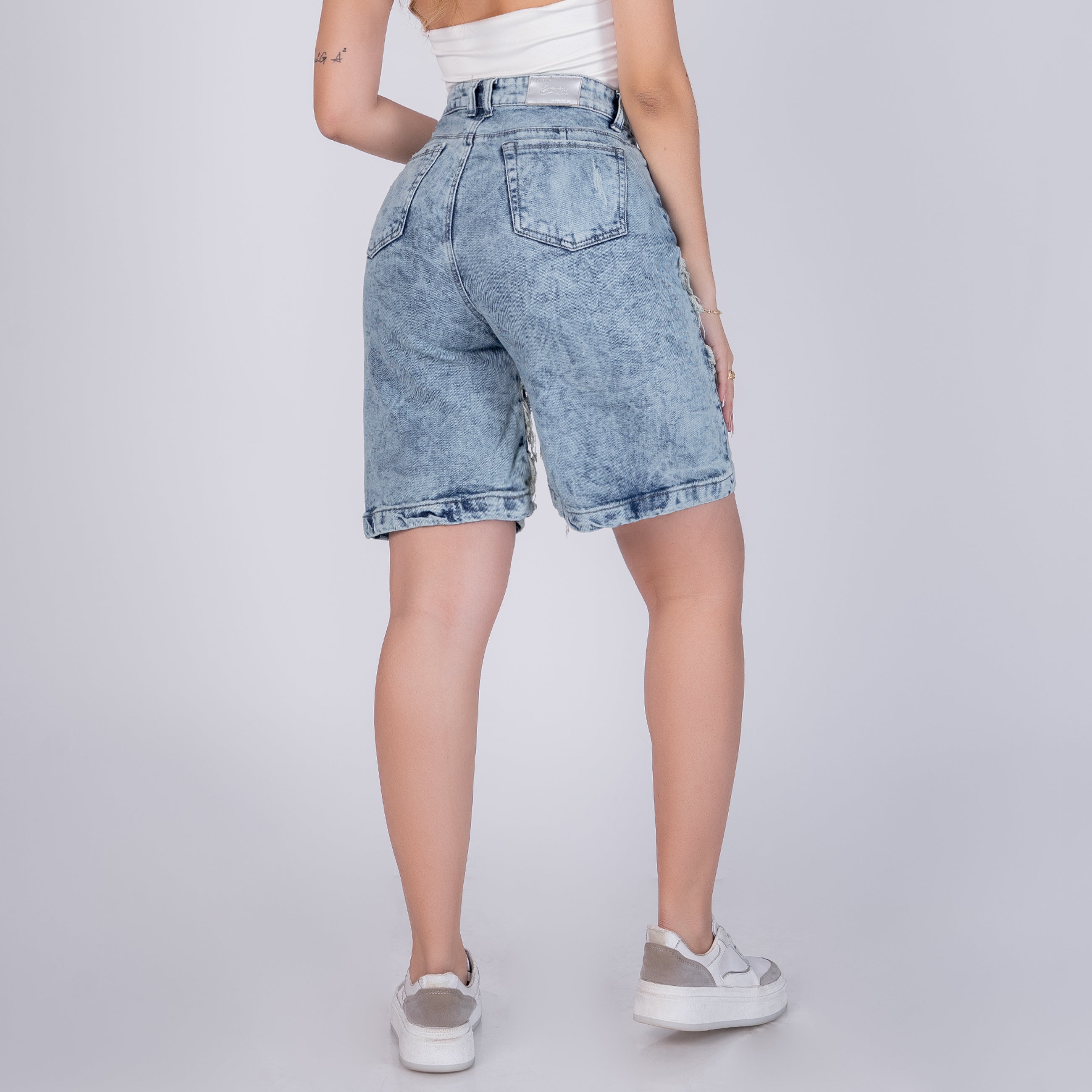 bermuda para mujer Tiro Alto Denim Premium
