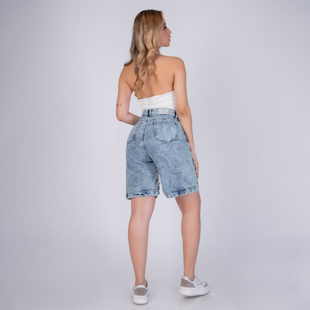 bermuda para mujer Tiro Alto Denim Premium