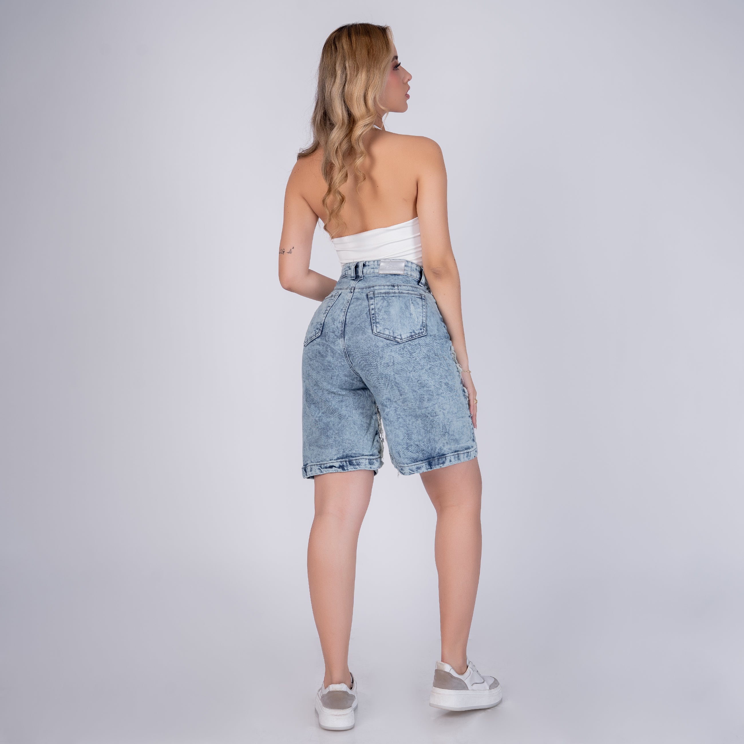 bermuda para mujer Tiro Alto Denim Premium