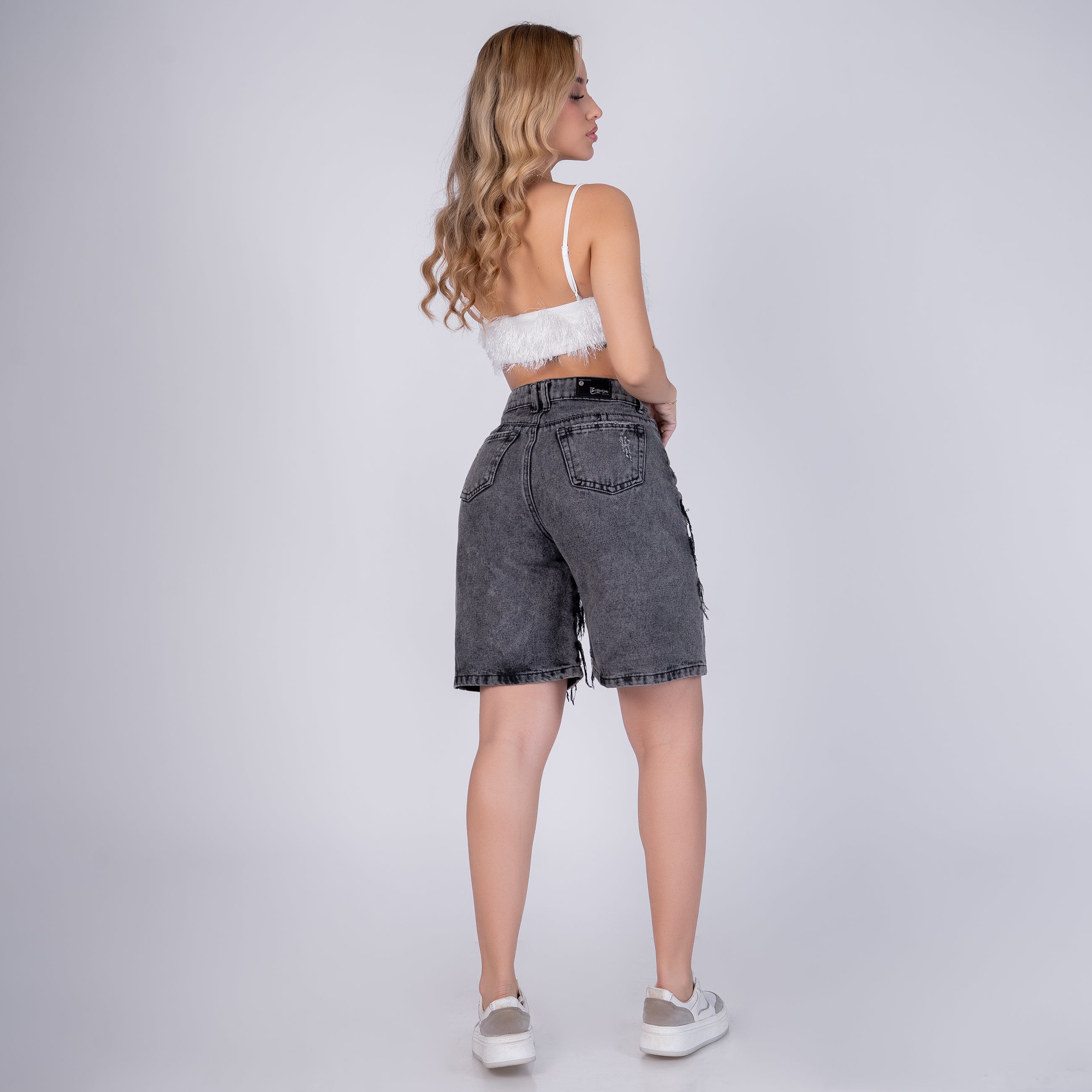 bermuda para mujer Tiro Alto Denim Premium