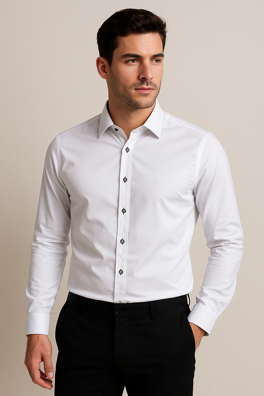 Camisa de seda para hombre - manga larga