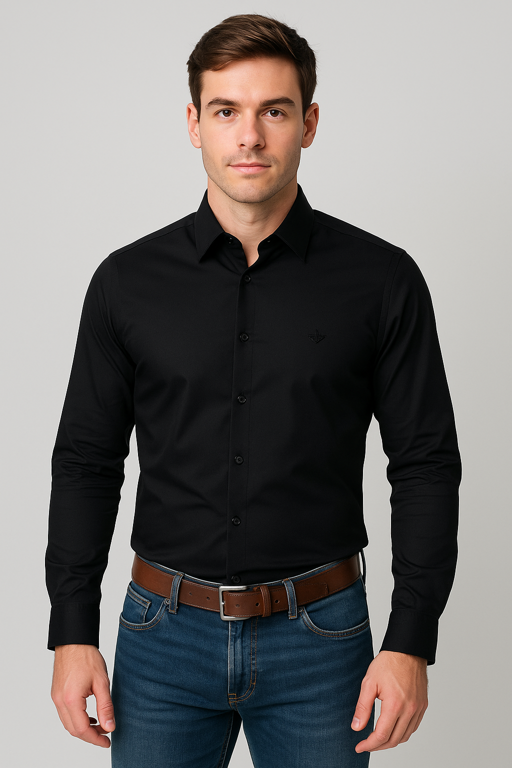 Camisa de seda para hombre - manga larga
