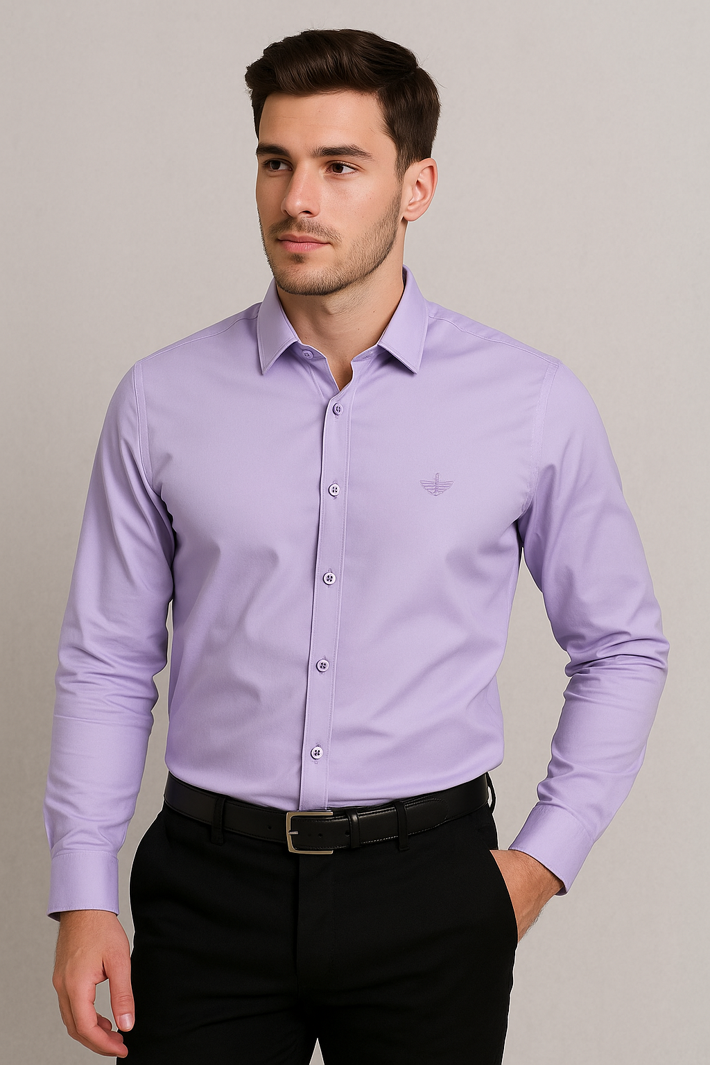 Camisa de seda para hombre - manga larga