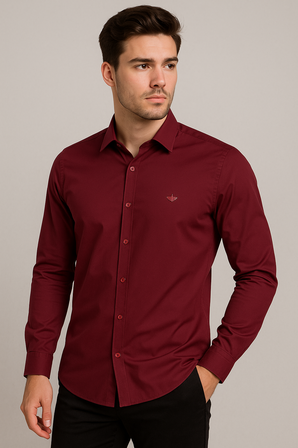 Camisa de seda para hombre - manga larga